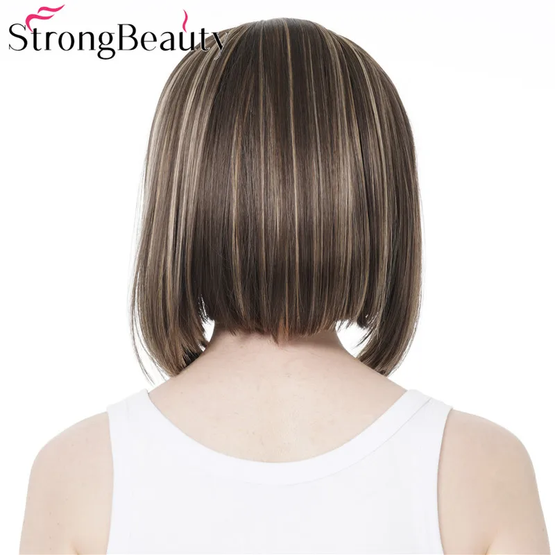StrongBeauty Short Straight Bob 3/4 Synthetic Wigs with Headband Half Wig Women Hair Heat Ok Many Colors