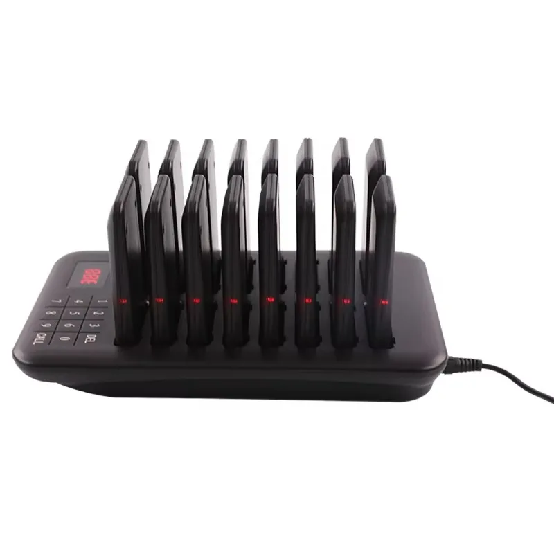 Wireless Restaurant Pager Queue Paging System 16 Pagers Waiter Calling System for Coffee Dessert Shop
