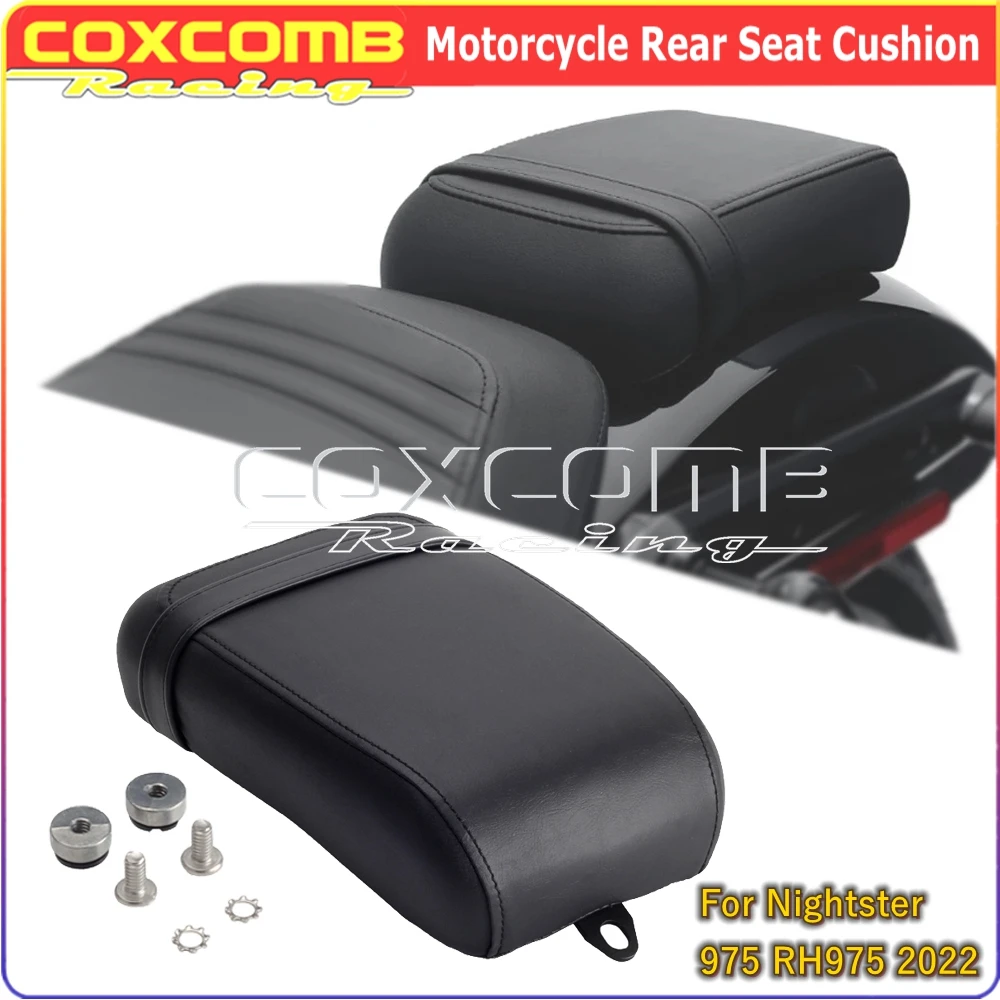 

7.5" Width Motorcycle Passenger Pillion Solo Seat Pad Black Rear Seat Cushion Mounting Kit For Harley Nightster 975 RH975 2022