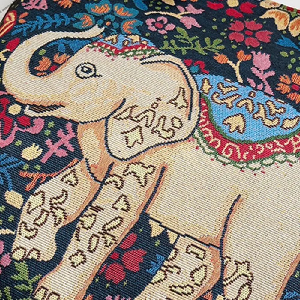 Animal Ethnic Style Handbag Vintage Handbag Embroidery Elephant Canvas Tote Bag Canvas Cat Women Shoulder Bags Grocery Handbags