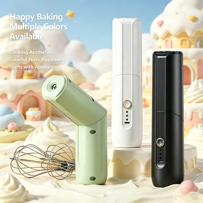 Wireless Three-Speed Electric Foaming Device, Handheld and Foldable Egg Beater, Household Kitchen Small Tool
