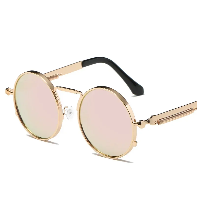 Vintage Men Sunglasses Women Retro Punk Style Round Metal Frame Colorful Lens Sun Glasses Fashion Eyewear Gafas sol mujer