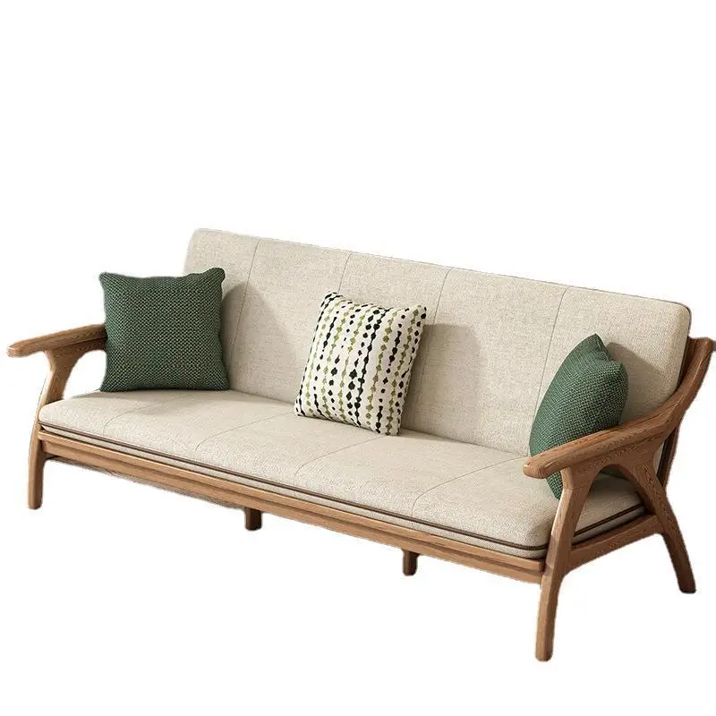 

Sofa small apartment winter and summer technology cloth four seasons sofa solid wood ash wood modern simple three-person sofa