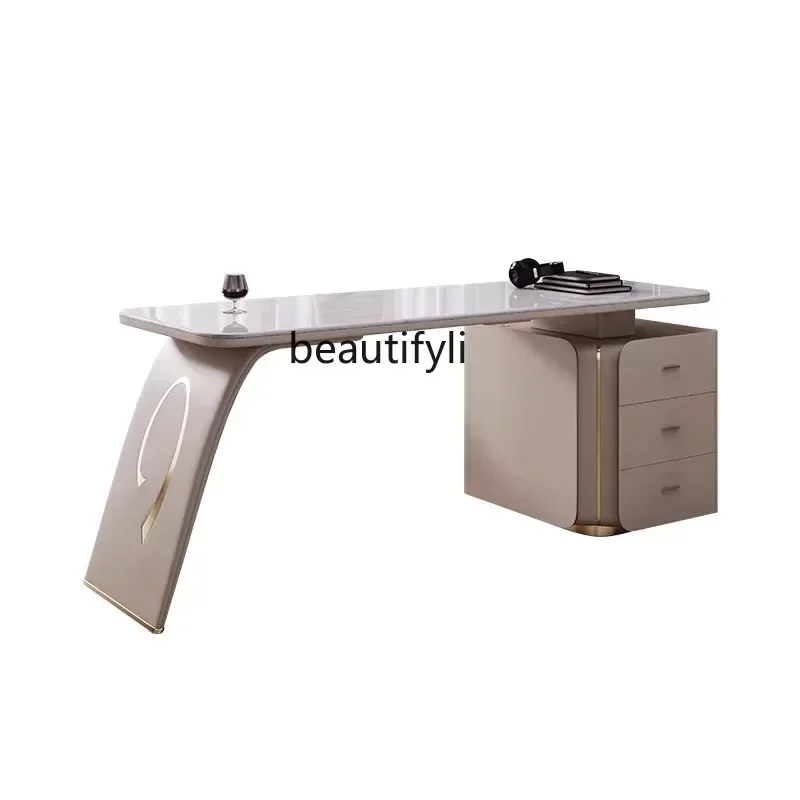 ss7486 Slate desk modern simple home living room paint computer desk light luxury consultation table New Light Luxury