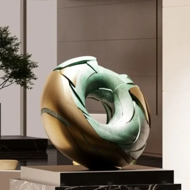Creative Modern Art Sculptures Concentric Circle Shape Statue Minimalist Stereo Figurine Living Room Entrance Floor Decor Orname