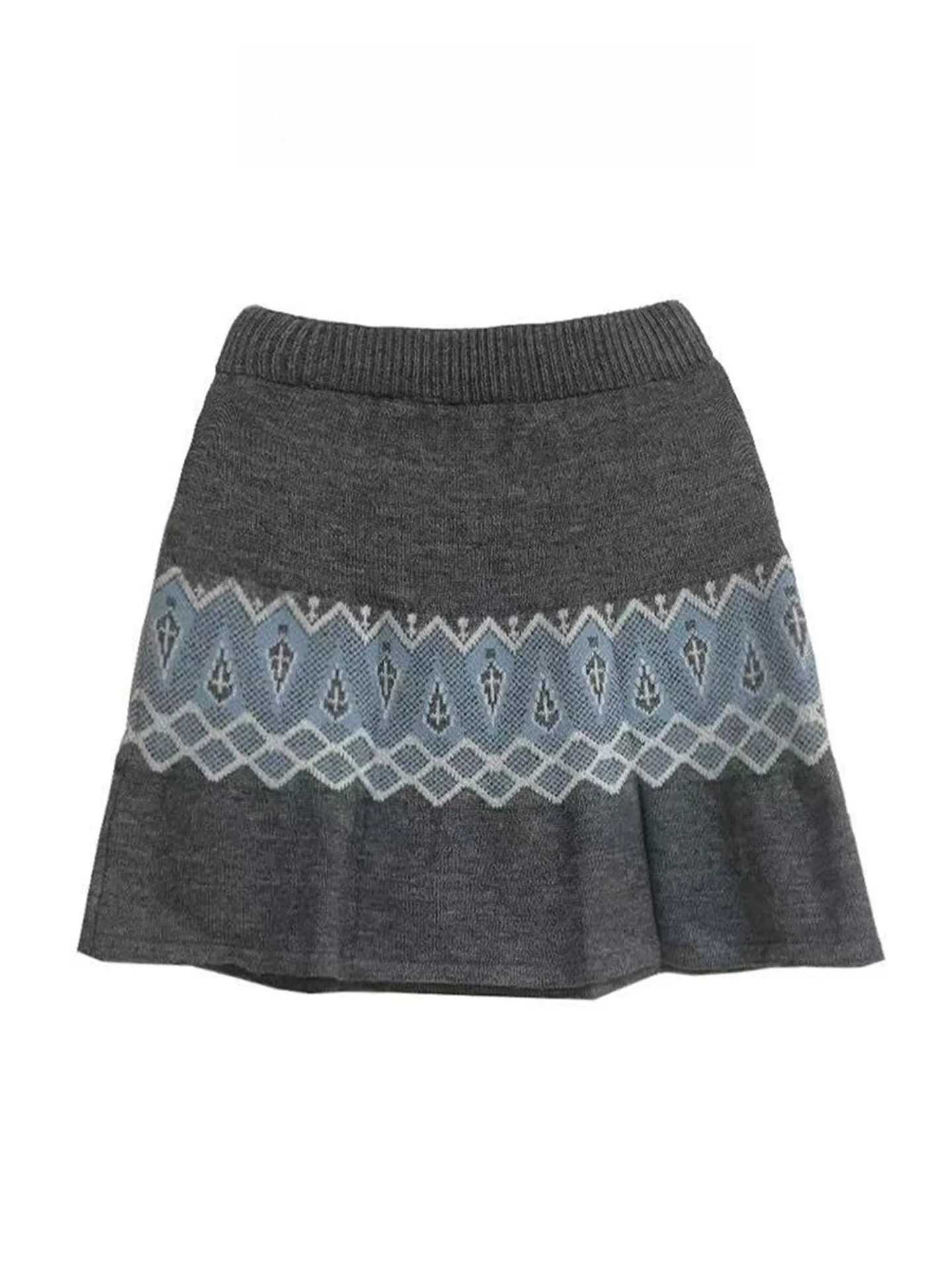 

Вязаная юбка-свитер Island Sle для женщин, осенне-зимняя, многослойная, А-силуэт, в стиле ретро, японская, из шерсти