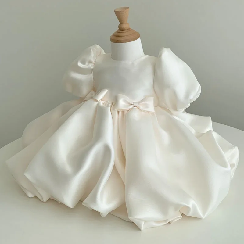 Girls Birthday Baptism Princess Ball Gown Children Cute Bow Puff Sleeve Design Wedding Party Dress g61