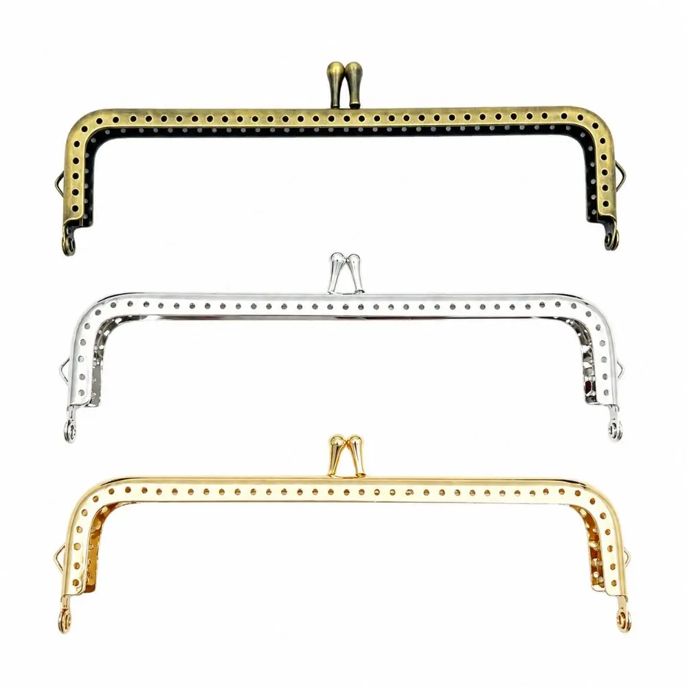 New Metal Alloy Frame Kiss Clasp Frame Sewing Hole Design Rectangle Bag Hardware Purse Frame Bag Sewing Project