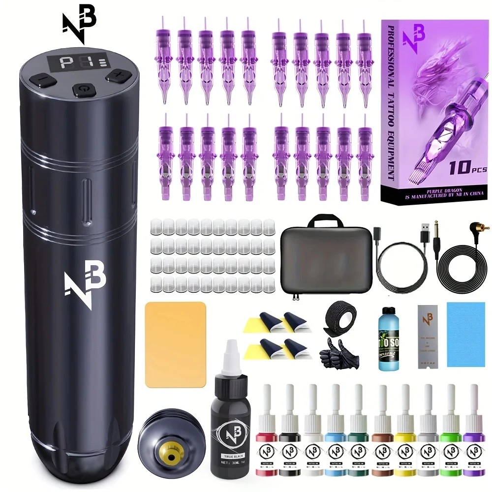 

Goldplume Tattoo Gun Kit, Tattoo Machine Kit-Ink Black Tattoo Pen, Includes 20 Tattoo Needles, 1500Mah Power Supply and Led Display, Suitable for Tattoo Beginners and Tattoo Artists