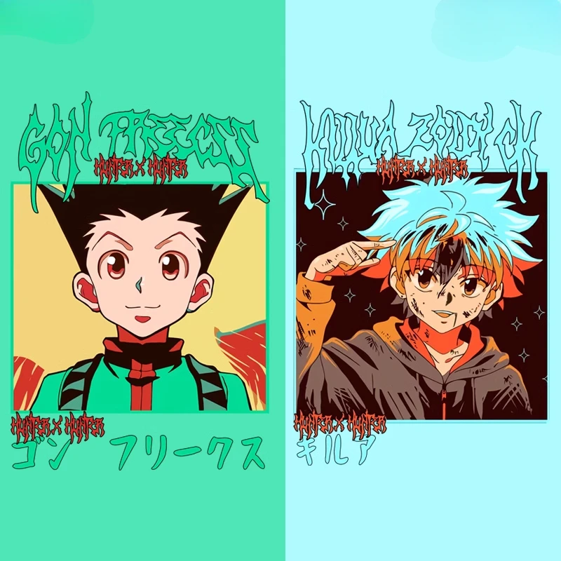 

Full time hunter anime clothes small Jackie the same short sleeve men's and women's T-shirts 100% cotton short sleeve