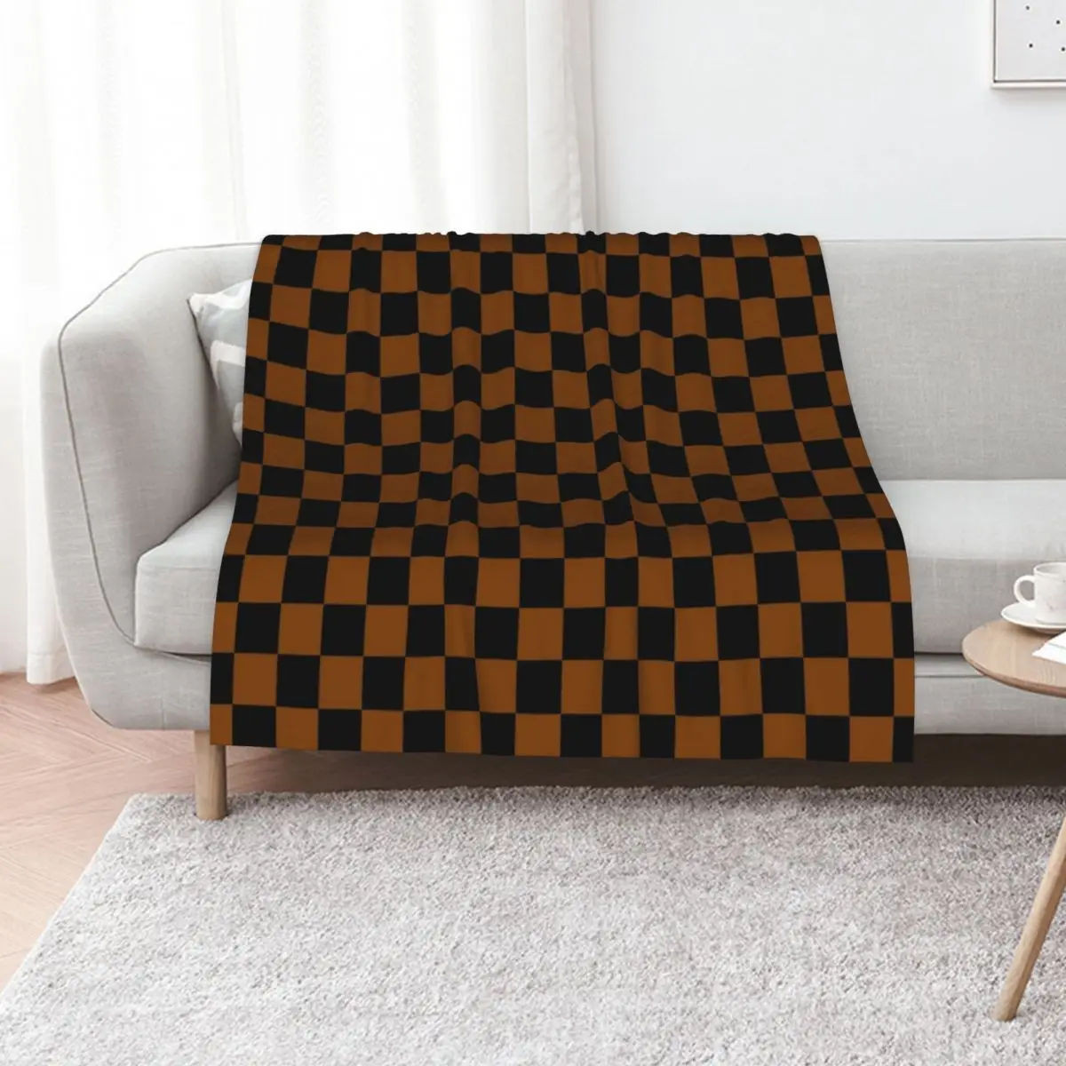 

Black and Chocolate Brown Checkerboard Throw Blanket Heavy Thin christmas decoration cosplay anime Blankets