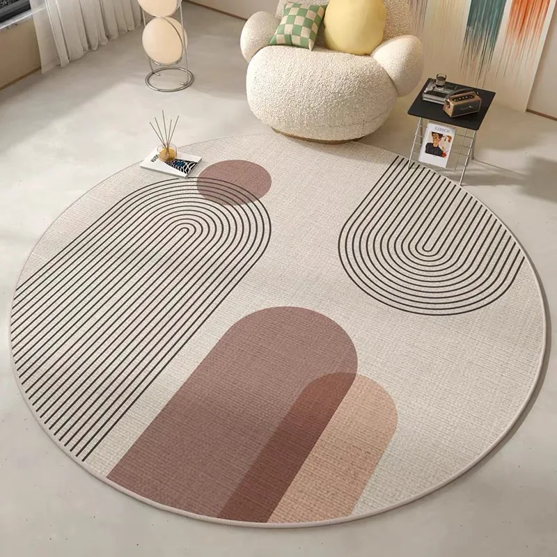 VIKAMA Crystal Pile Light Luxury Carpet Round Living Room Tea Table Rug Scandinavian Study Room Decorative Floor Mat