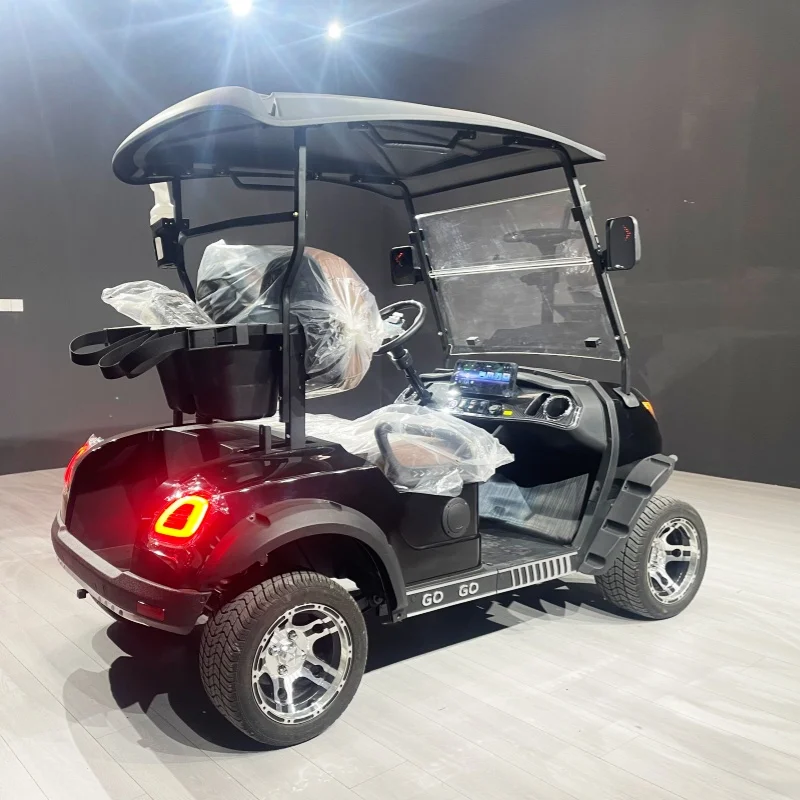 Electric Golf Cart 2026, 2 Passenger Adults Buggy With Lithium Battery Black High-End Seats With Headrest 14-Inch Off-Road Tires