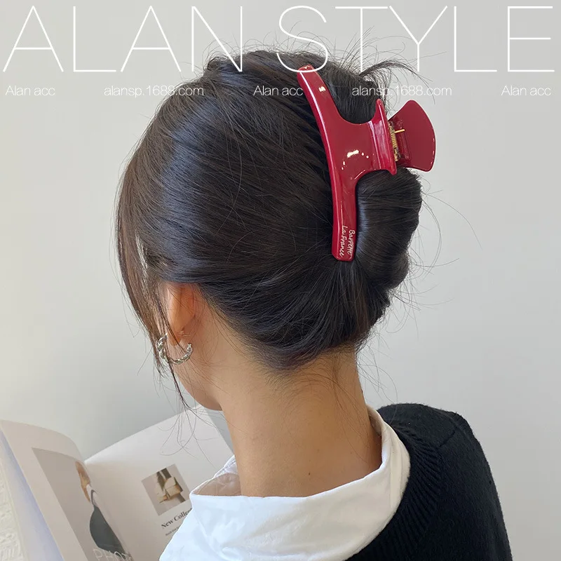 1pc Anke La Red Acetate Hair Claw Large Size Viral Style Shark Clip for Women Volumizing Bun Styling
