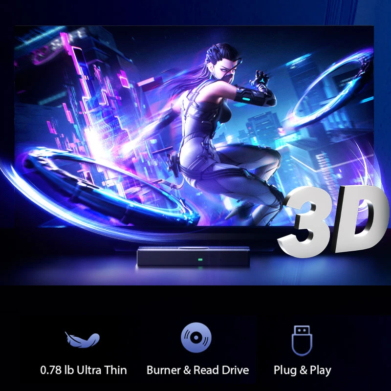 2 in 1 USB 3.0 External Blu Ray Drive Portable BD CD DVD Player Burner Writer and Reader Compatible for Windows 11 10 8 7 MacOS