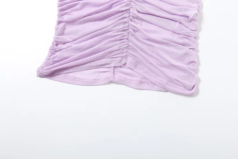 Vestido largo ajustado con cuello en V profundo para mujer, elegante, Sexy, fruncido, de malla transparente, de retazos, sin mangas, con cuello Halter y espalda descubierta