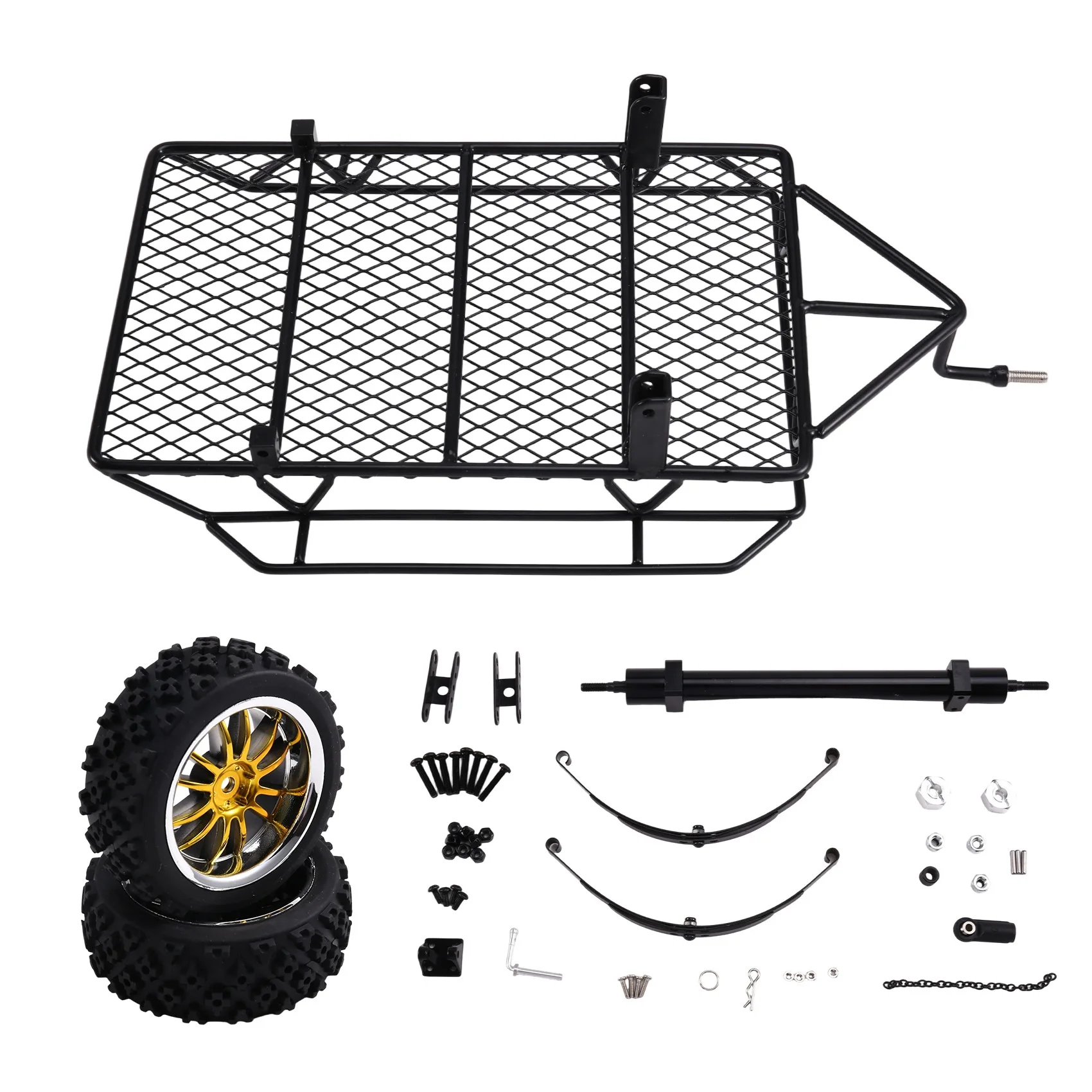 MACH-Metal Simulation Trailer Frame RC Remote Control For 1/10 TRX-4 TRX4 Axial SCX10 SCX10 II SCX10 III Black