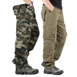 Pantalones de camuflaje para hombre, pantalones Cargo tácticos, monos de trabajo, deportes al aire libre, senderismo, caza, algodón pesado y duradero