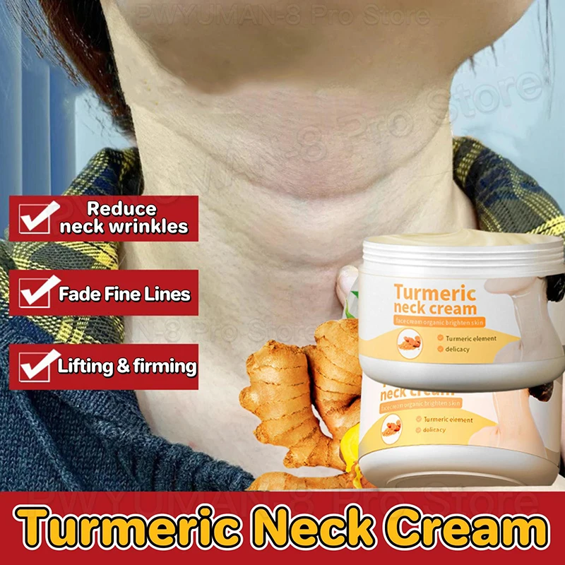 Efficace crema per il collo alla curcuma Riduce il doppio mento Dissolvenza Linee sottili Antirughe Sbiancamento solido Illumina i prodotti per la cura della pelle del collo