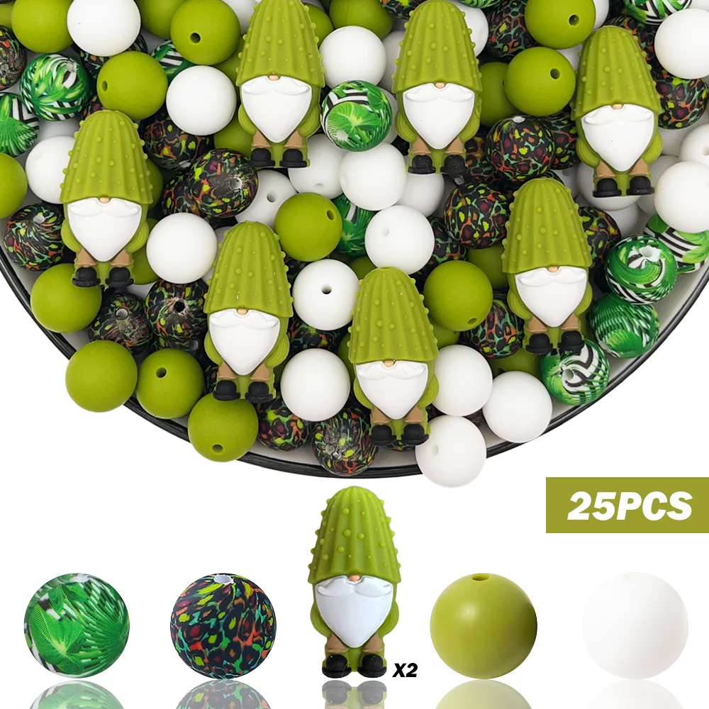 25/44/52-teiliges Set aus Silikonperlen in Form von Gurke und Bittermelone für DIY-Halsketten, Armbänder, Stifte, Schmuckanhänger usw. Feiertags-Geburtstagsgeschenk – Detail 8