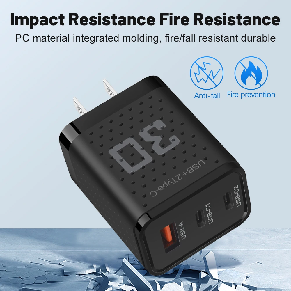 30W USB Type C Charger PD Fast Charging Phone Charger Adapter For iPhone Samsung Xiaomi Huawei QC3.0 EU/US/UK Plug Wall Charger
