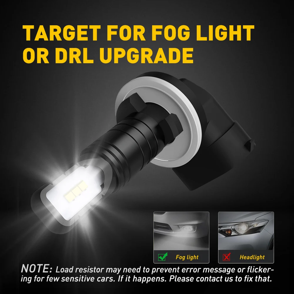 AUXITO 2PCS H27W/2 H27 LED 881 LED Bulbs H27W LED Canbus 6000K White Car Fog Light Driving Daytime Running Lamps Auto Lights 12V