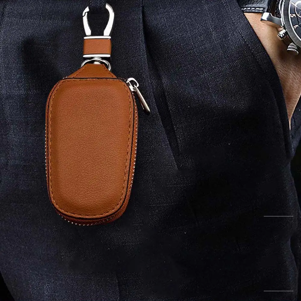 Portable Keychain PU Leather Keychain Covers With Keyring Car Key Wallets Keys Organizer Car Key Case Zipper Key Case Bag