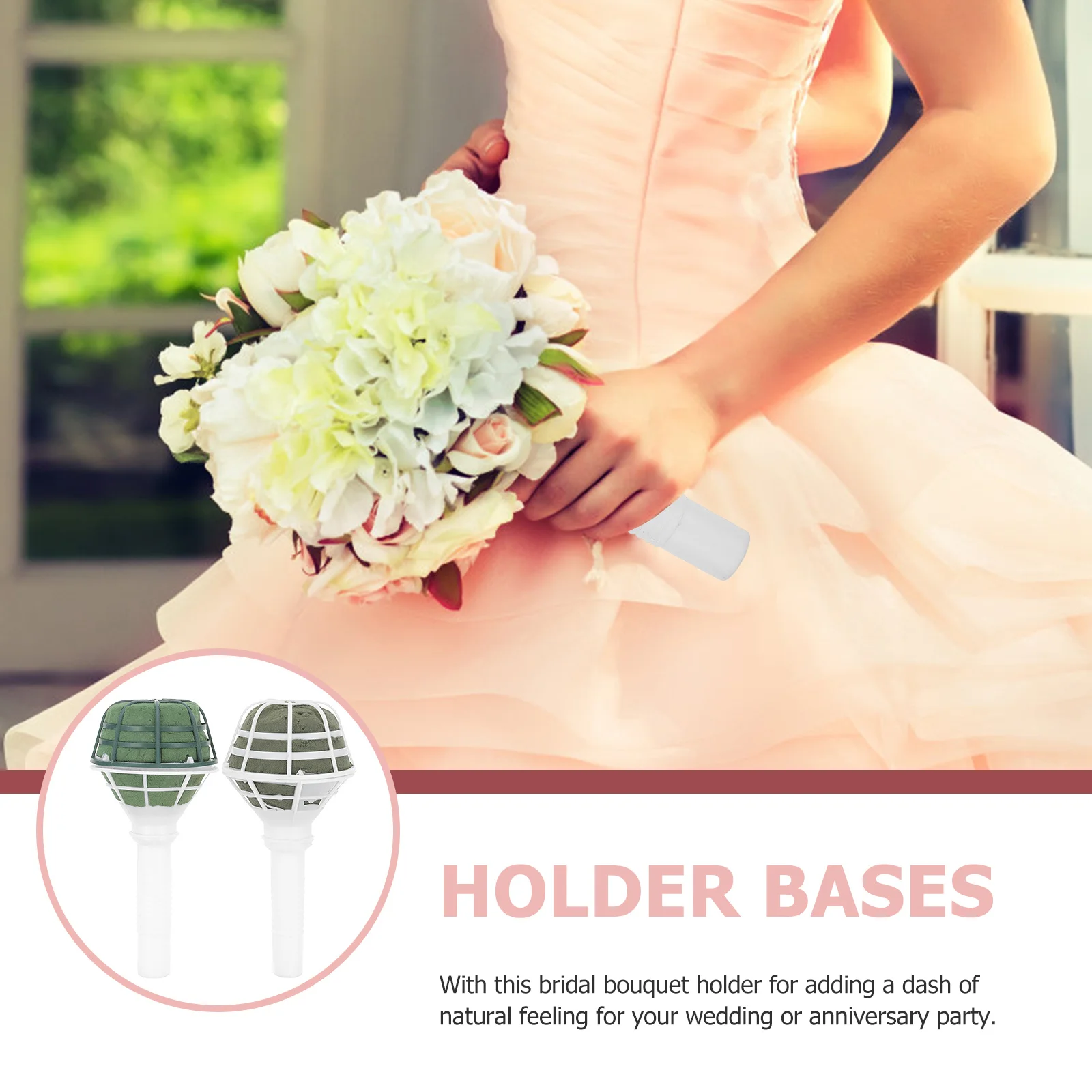 

4pcs Bridal Bouquet Holders Plastic DIY Holder Mud Base Wedding Ceremony Hand Accessories Green Random for Flower