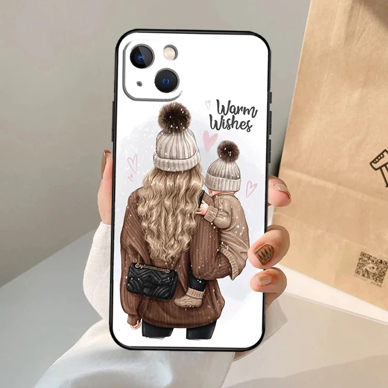 スーパーママ 赤ちゃん 女の子 息子 娘 スマホケース iPhone 17 Air 16 15 14 13 11 12 Pro Max 13 12 mini 15 16 Plus 16e カバー コック