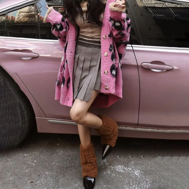 

Winter Pointed Toe Spliced Plush Sleeve Thickened Warm Stiletto Heel Middle Leg Boots Fashion Cotton Shoes