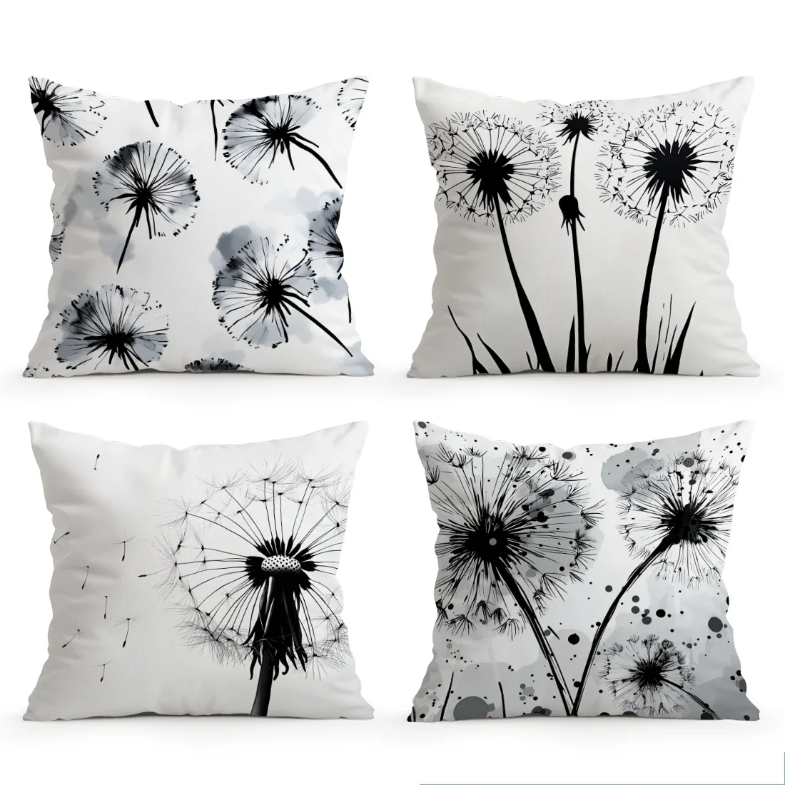 Black White Dandelion Pillowcase Printed Polyester 45x45cm Throw Pillowcover Decorative Sofa Cushion Pillowslip Home Decor