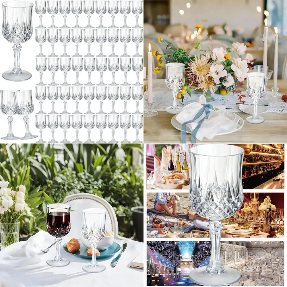 

Набор из 48 прозрачных многоразовых пластиковых бокалов для вина, элегантные бокалы на ножке для вечеринок, свадеб и торжественных мероприятий