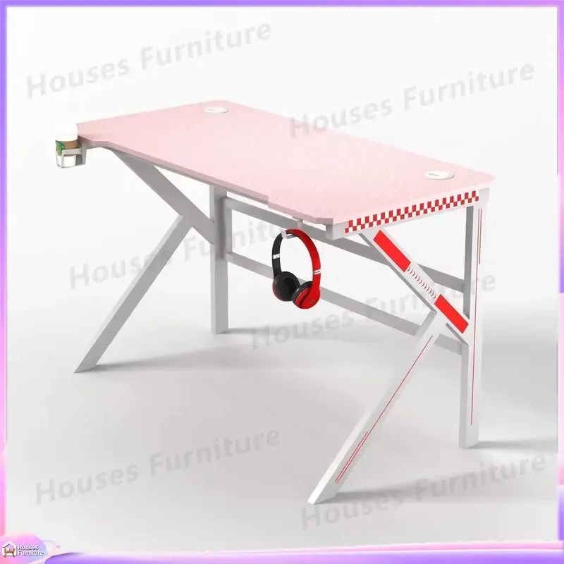 Adjustable Height RGB LED Gaming Desk for PC Setup Ergonomic Computer Desk with Cable Management Heavy Duty Metal Frame