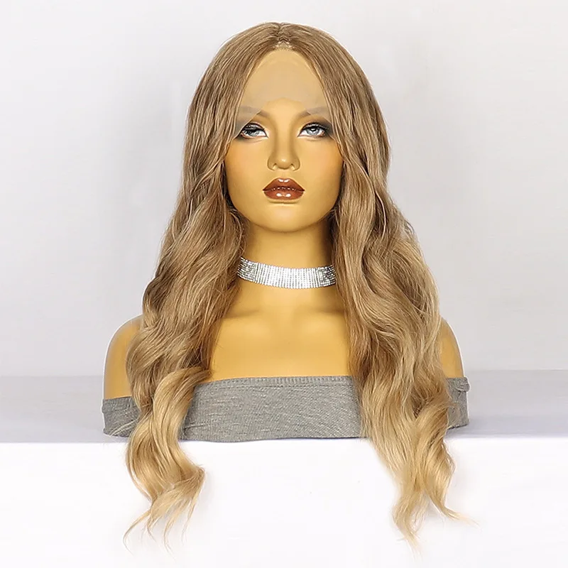 New lace  for white women with gradient long curly hair  synthetic fiber headband lace front wig