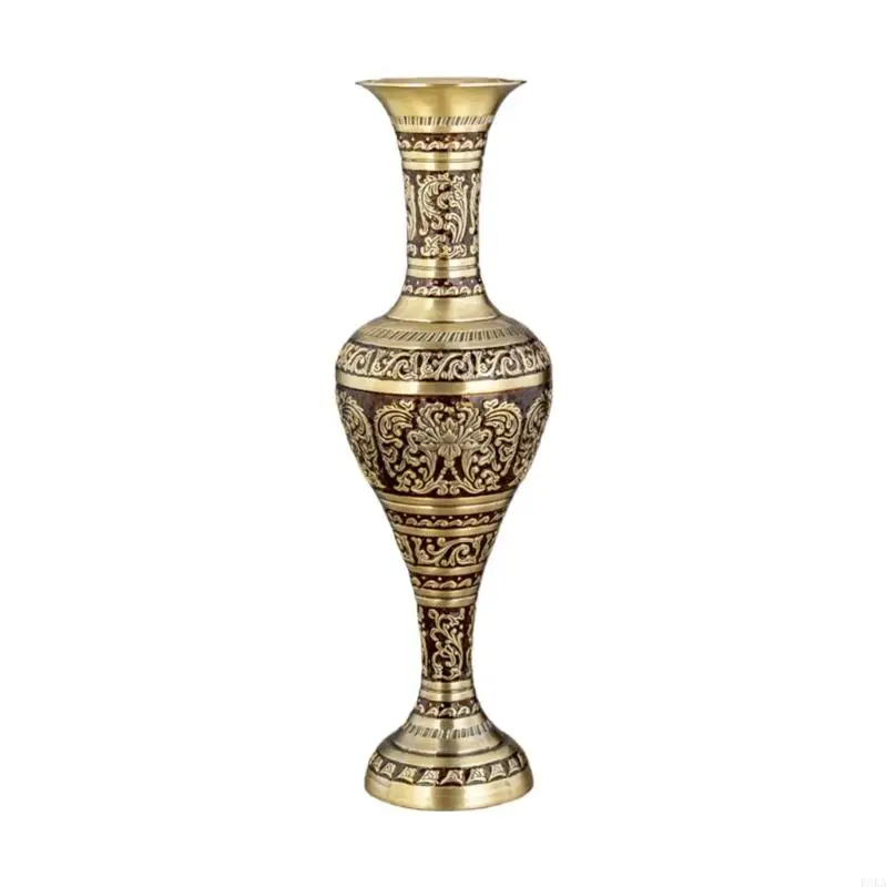   Artistic Antique Metal Embossed Geometric Pattern Flower Vases for Home Decors