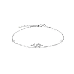 VEWANT 925 Sterling Silver Monogram Letter A - Z Initial Charm Chain Bransoletka Luksusowa biżuteria ślubna CrystalFine Jewelry