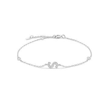 VEWANT 925 argent Sterling monogramme lettre A-Z initiale chaîne à breloques Bracelet de luxe mariage cristal bijoux fins