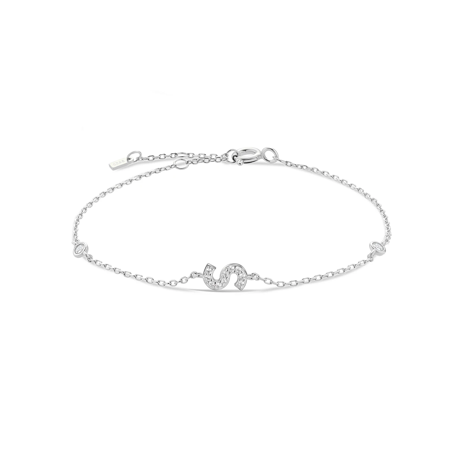 VEWANT 925 Sterling Silver Monogram Letter A - Z Initial Charm Chain Bransoletka Luksusowa biżuteria ślubna CrystalFine Jewelry