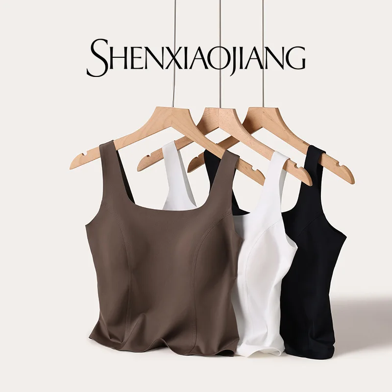 Wide shoulder vest, light and simple, fully fixed chest pad, breathable and skin-friendly, female slim body 2026 new