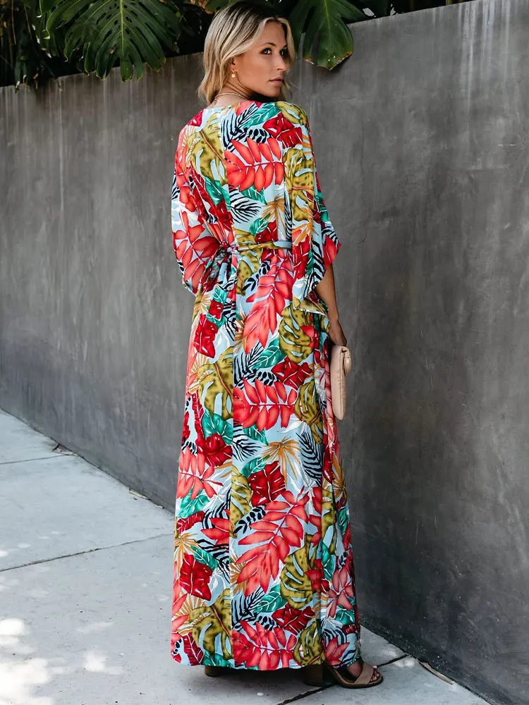 البوهيمي مطبوعة قفطان المرأة بحر تونك شاطئ التستر صيدا دي برايا ملابس السباحة بيكيني الغطاء صوفية رشيق # Q944 #2