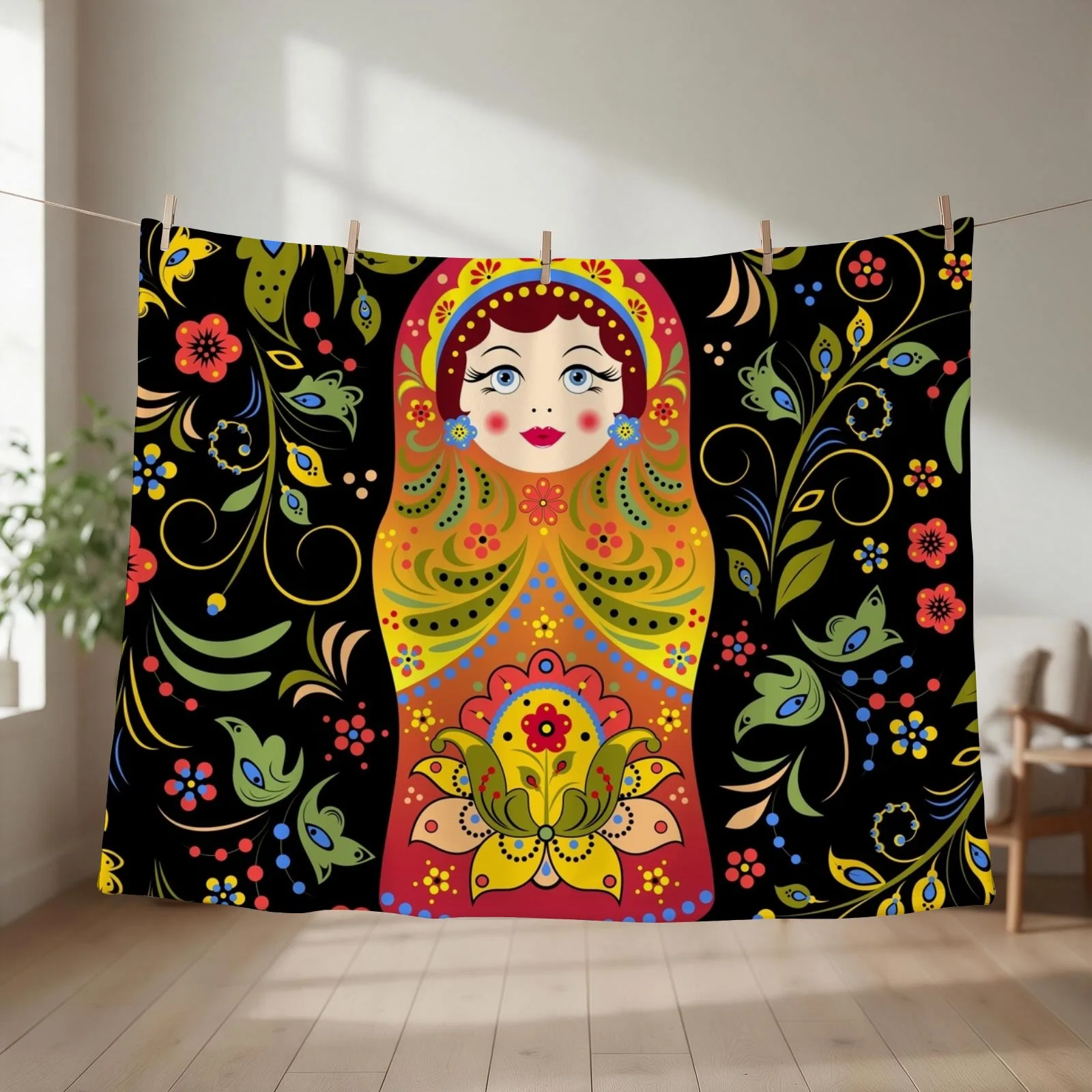 russian doll matryoshka Throw Blanket couch cozy soft plush fuzzy picnic outdoor blanket