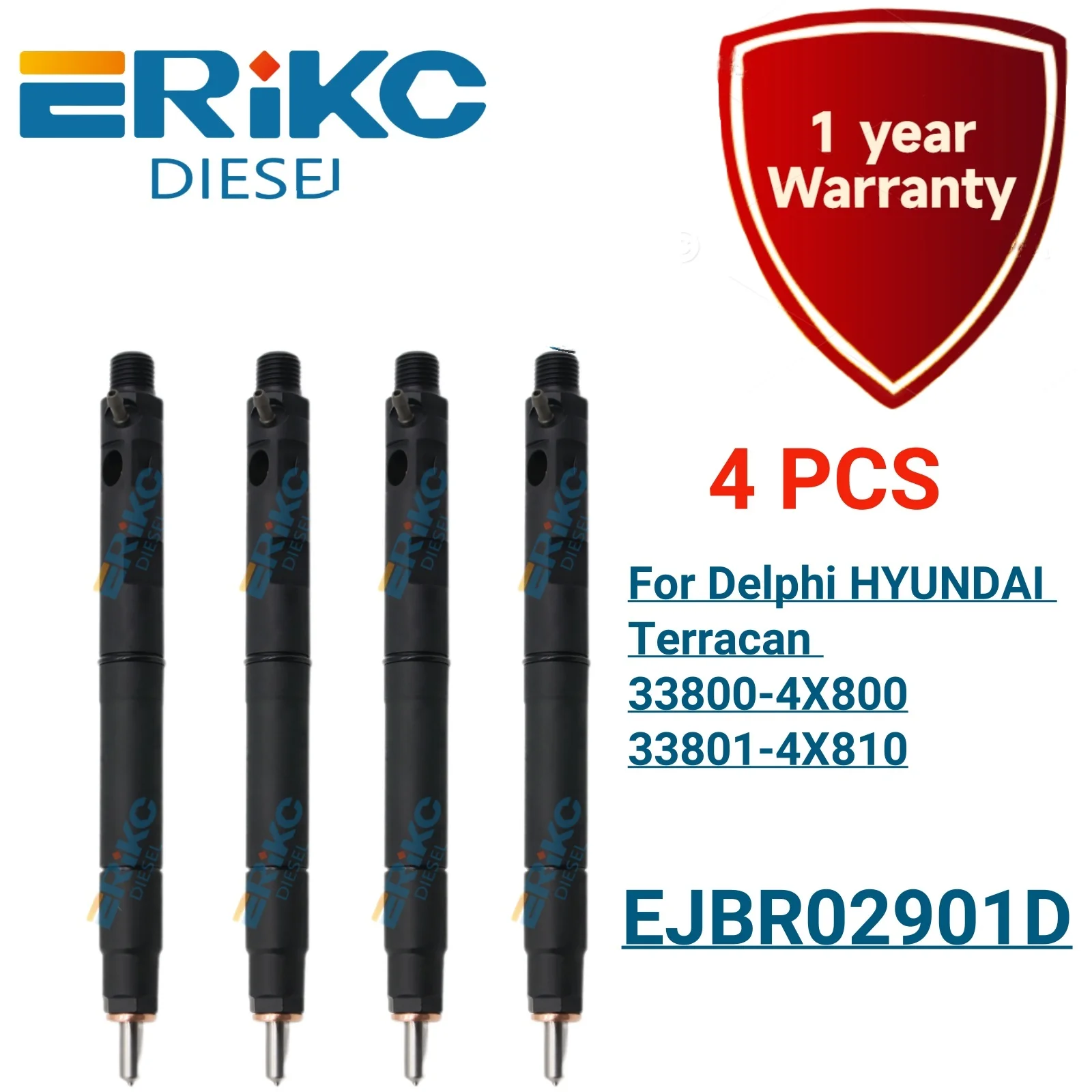 4PCS EJBR02901D Fuel Injector Assembly 33801-4X800 Original for Delphi HYUNDAI Terracan 4x4 2.9L CRDi 33800-4X800 33801-4X810