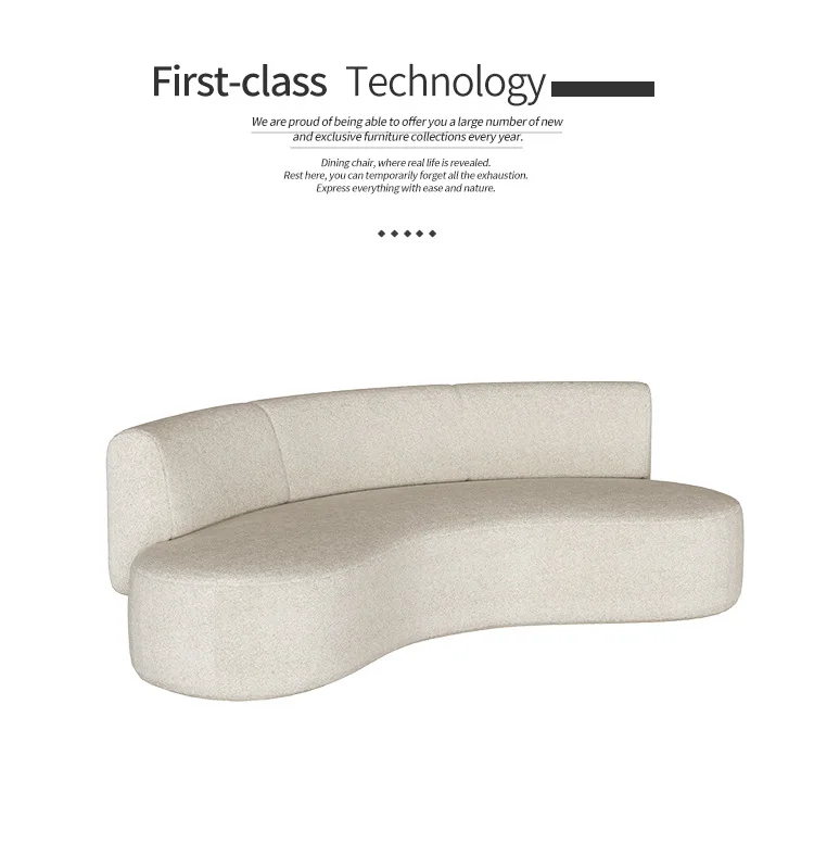 Sofá de tela nórdica, sala de estar, apartamento pequeño, lana de cordero, luz curva creativa, sofá blanco de lujo