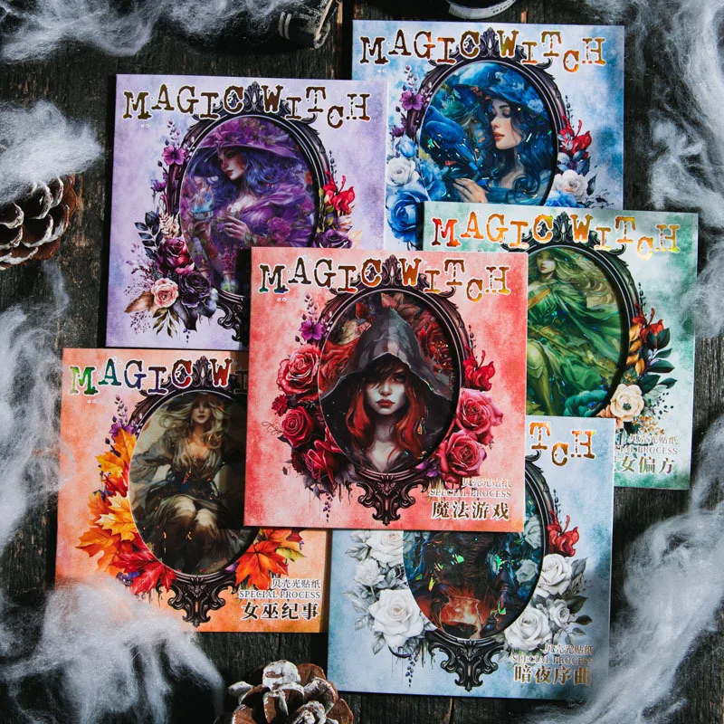 Mr.Paper 6 Style 5 Pcs/ Pack PET Shell Light The Fantasy Witch Is Embellished With Handbook Material Stickers