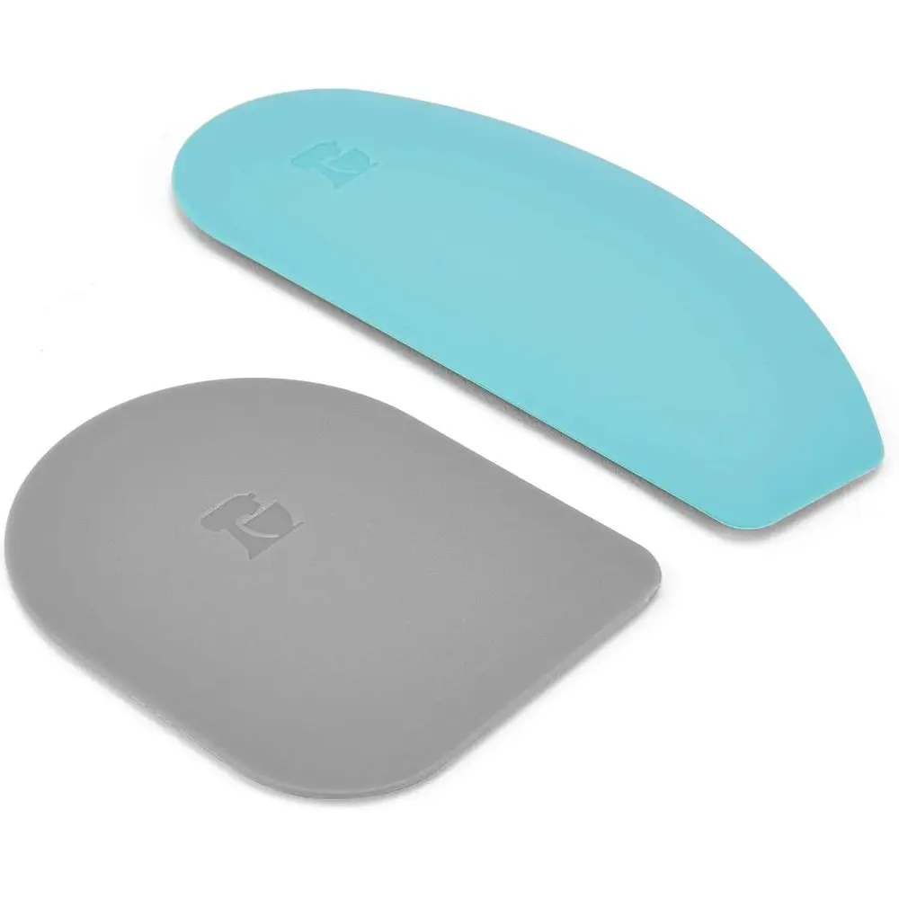 Gourmet Bowl Scraper, Set o 2, Aqua Sky and Grey