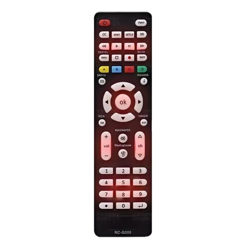 

U55B Replacement Remote with Backlit Button Easy Setups Black
