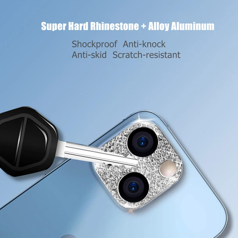 Diamond Glitter Camera Lens Protector For iPhone 15 14 13 11 12 Pro Max Plus 12 13 Mini Rhinestone Metal Screen Protect Film