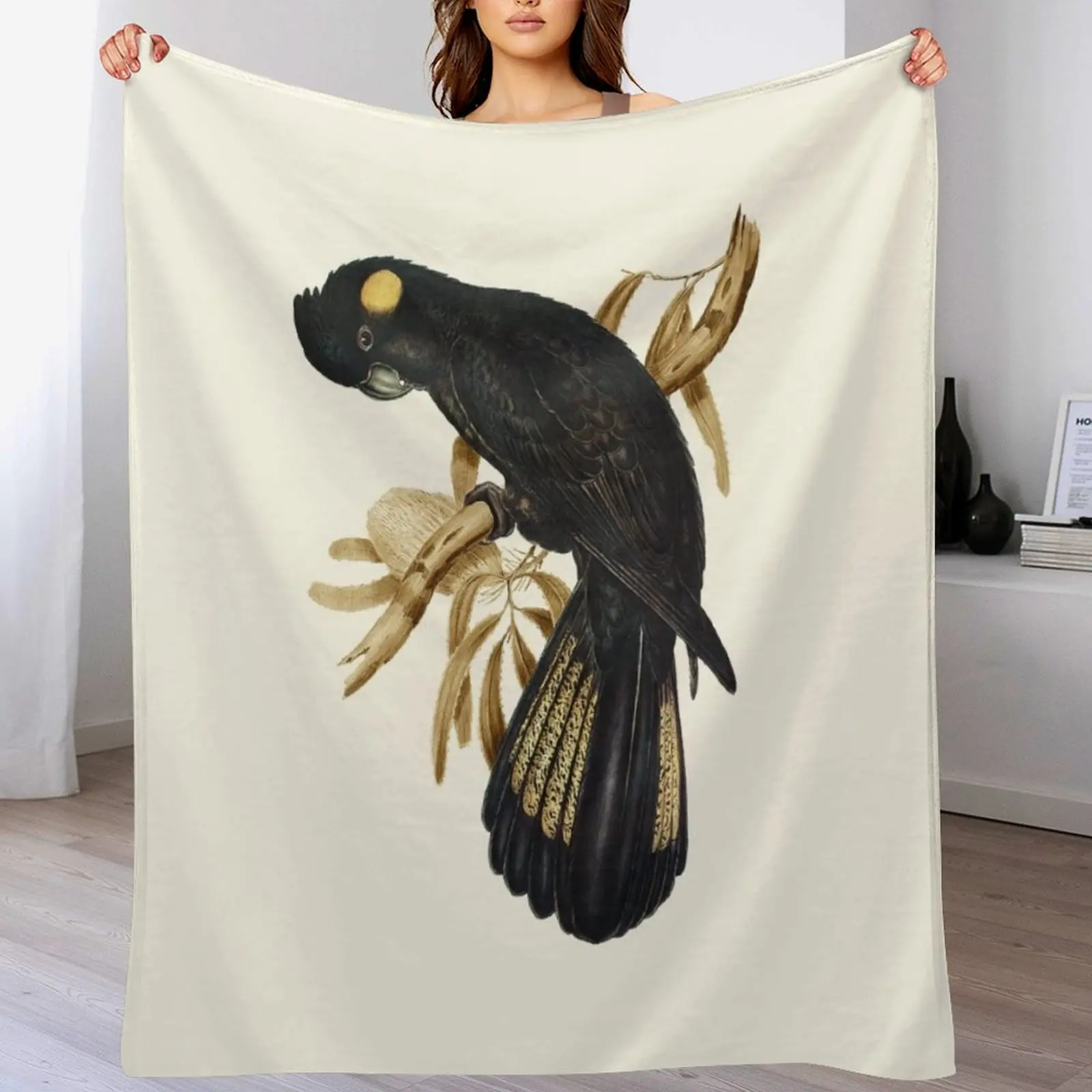 Yellow-tailed Black Cockatoo Throw Blanket Polar Hair Weighted Luxury Thicken Blankets