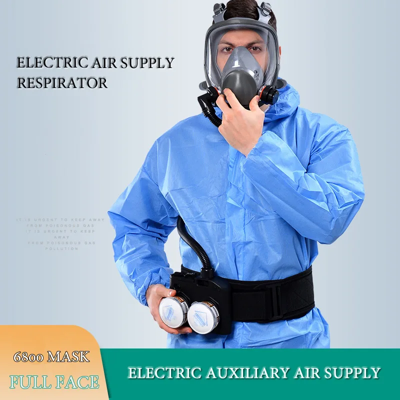 

Portable Electric Air Supply Respirator 6800 Full Face Dust Gas Mask Dual Filters For Spraying Painting Polishing Work Safety