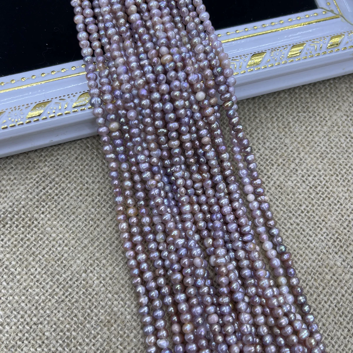 3-4mm A Natural Freshwater Near Round Orange White Purple Pearl Bead Jewelry Make DIY Necklace Bracelet Accessories Gift Wedding